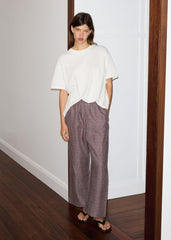 linen ease trouser - russet check