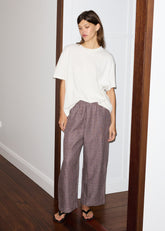 linen ease trouser - russet check