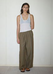 Linen Ease Trouser - Pine Check