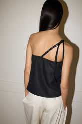 Button Strap Top - Black