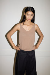 Rolled Knit Top - Light Brown