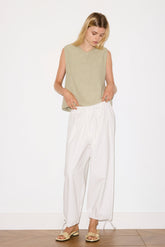 Drawcord Wide Leg Pant - White