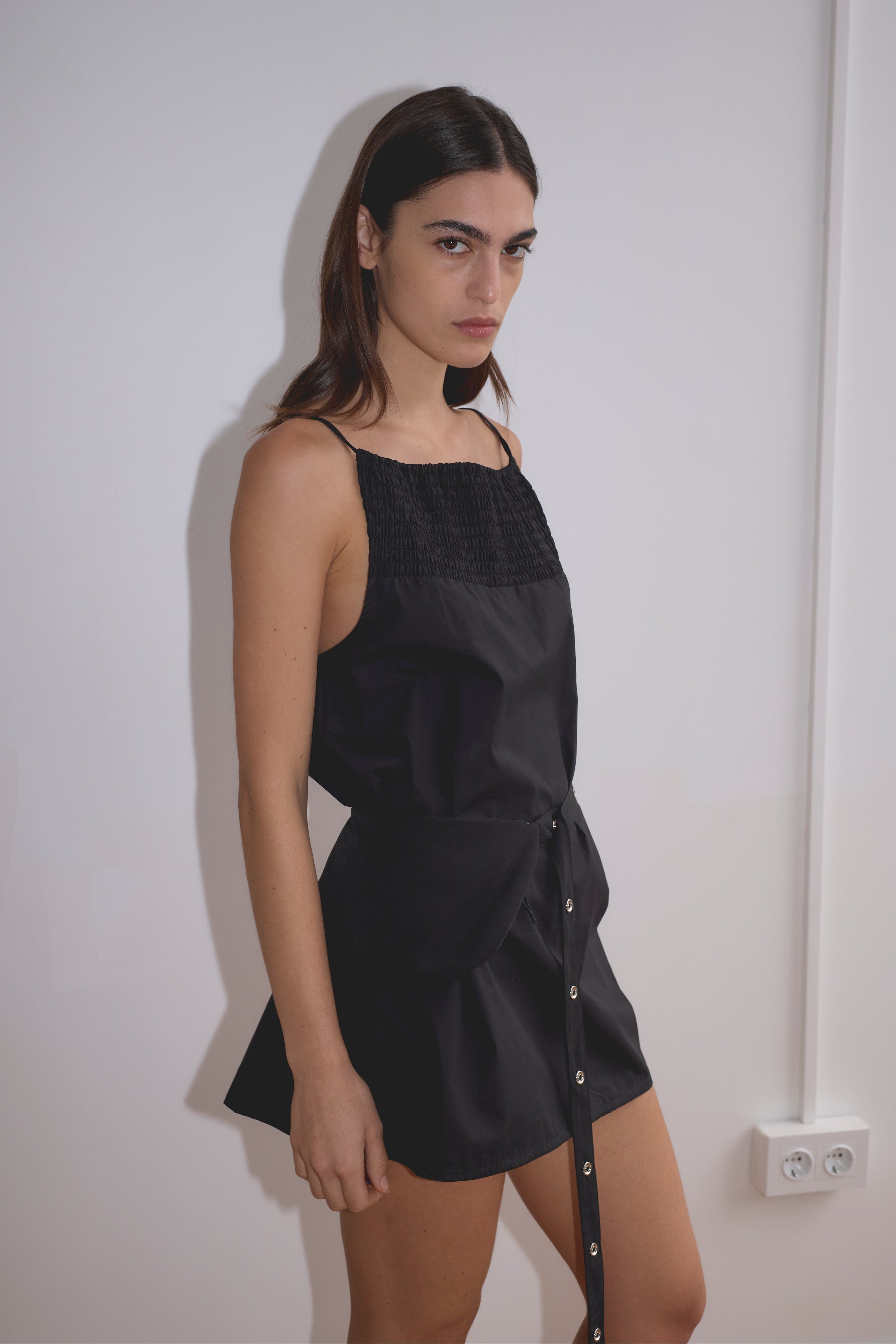 ANDMARY Betty shirring mini dress ブラック ⭐︎andmary Betty shirring mini dress black Shirring Mini Dress