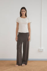 Double Belted Pant - Brown Stripe