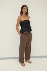 Pure Wool Ease Trouser - Sable Stripe