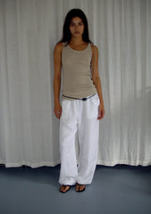 Linen Square Pocket Pant - White