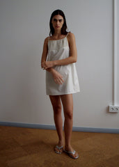 Shirring Mini Dress - Bone Check