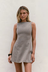 Dreamy Skies Gingham Mini Dress Brown