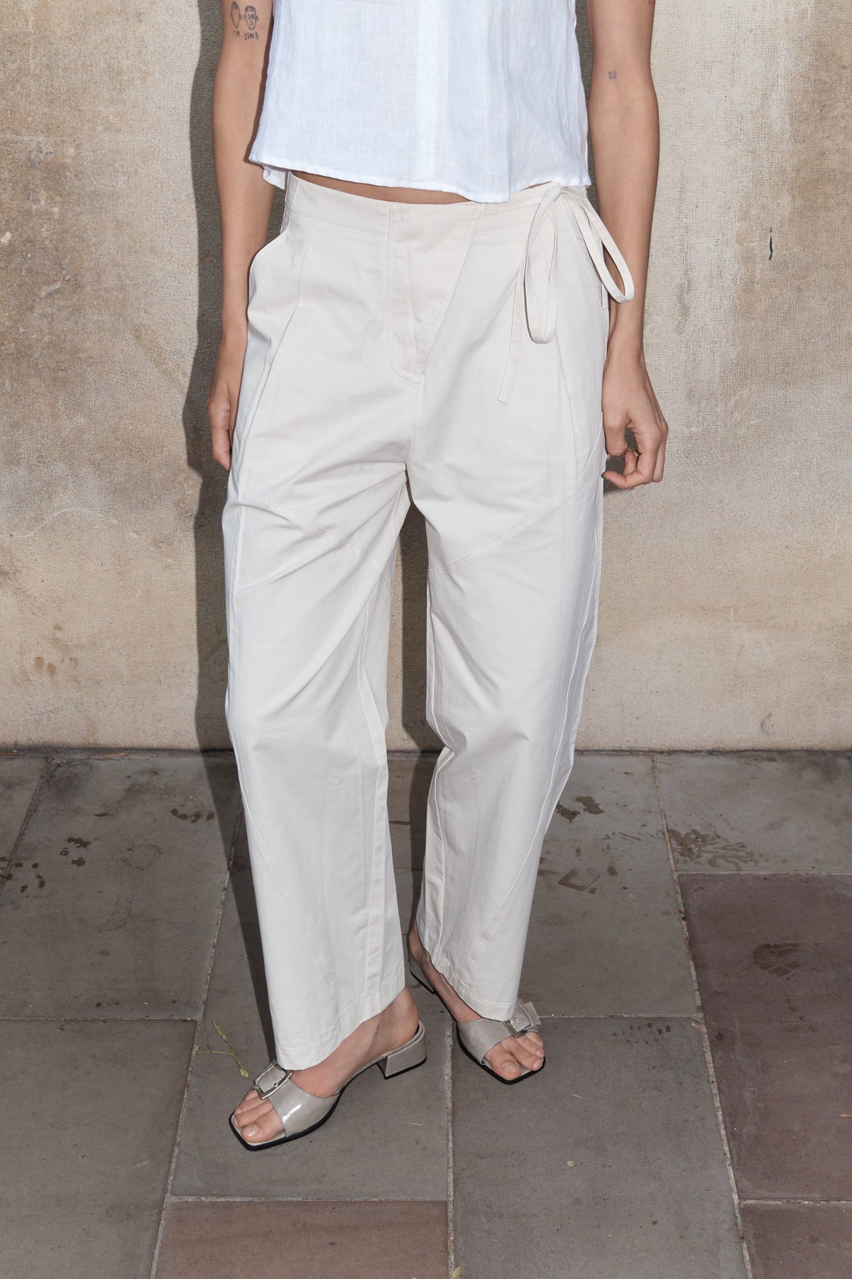 Flag Tie Pant - Off White