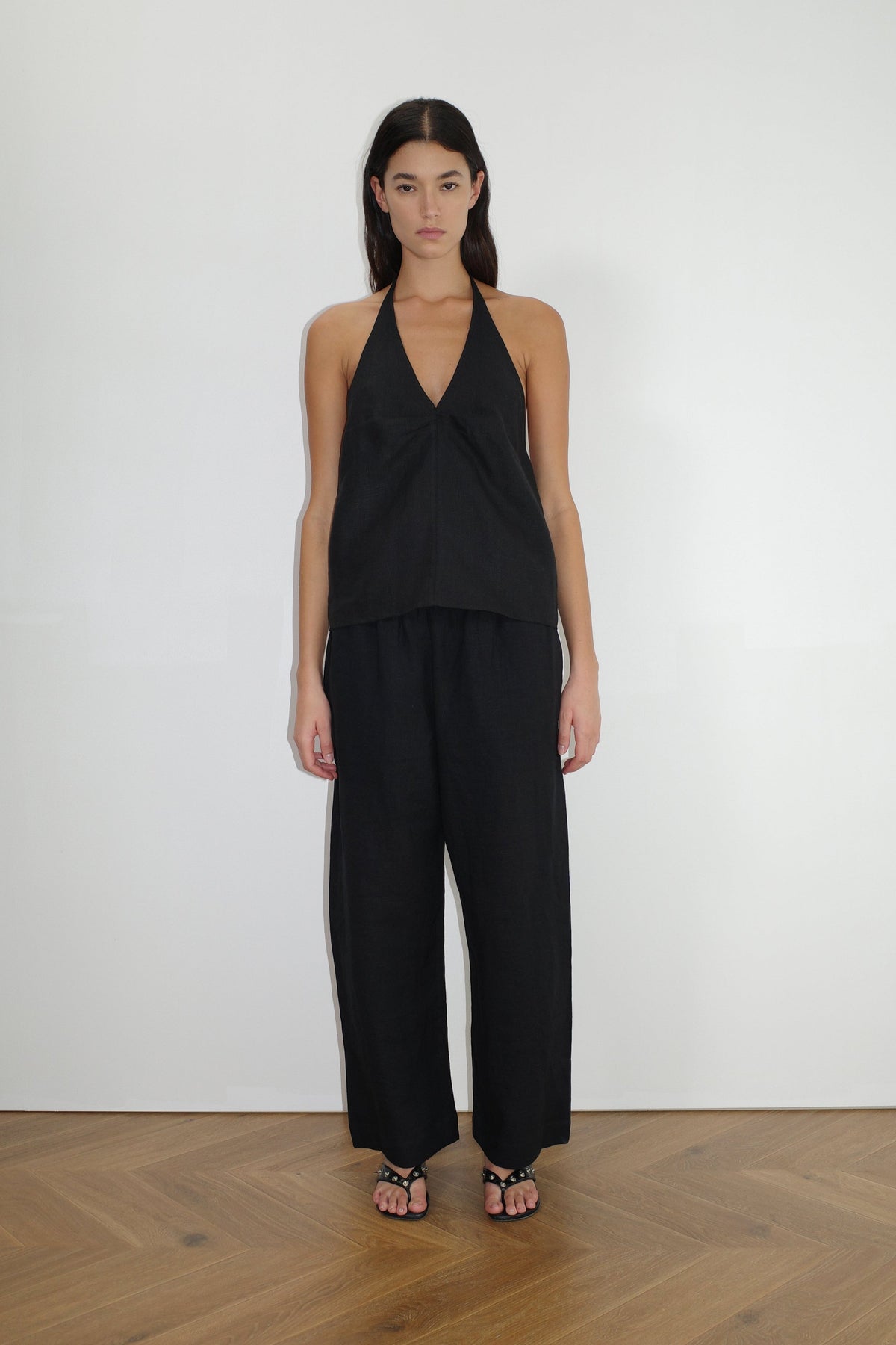 Linen Ease Trouser - Black