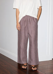 linen ease trouser - russet check