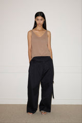 Rolled Knit Top - Light Brown