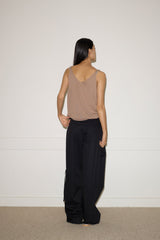 Rolled Knit Top - Light Brown