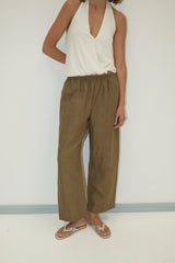 Linen Ease Trouser - Pine Check