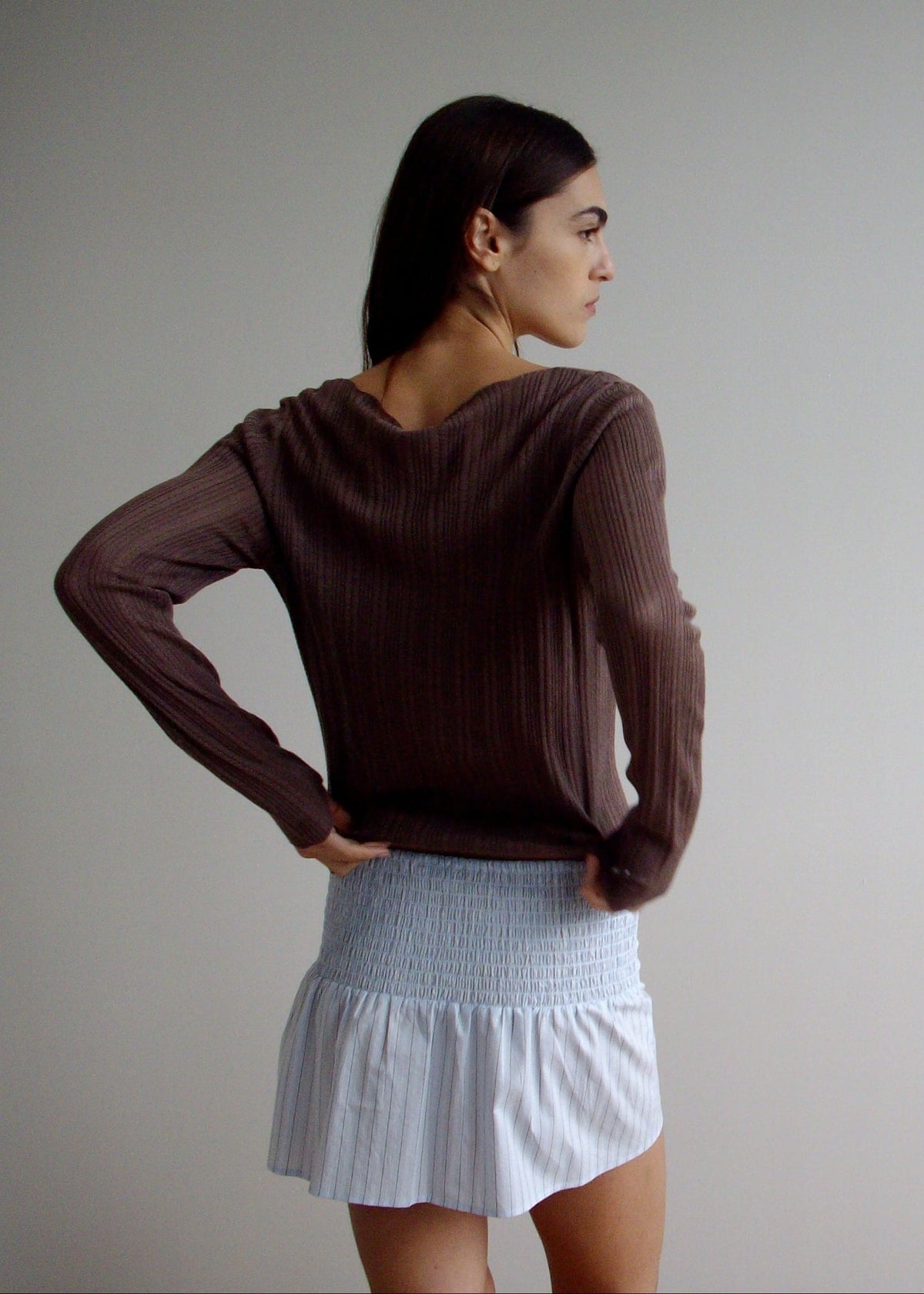 Shirring Skirt - Mineral Stripe