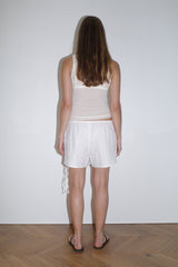 Side Tie Short - White