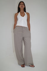 Low Pocket Pure Wool Pant - Dove Stripe