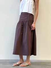 Button Skirt - Chocolate